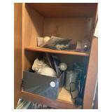 Cabinet full, light bulbs, glue gun, glue