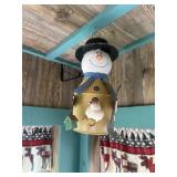 Tin snowman birdhouse