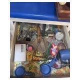 Various kitchen items in cabinets
