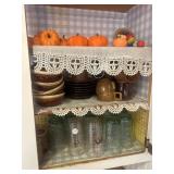 Cabinet full glasses and miscellaneous dishes