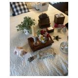 Misc. items:  candle holders, clocks, doggy,