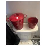 Small metal trashcan, and bucket