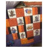 Halloween Baby Quilt, Farm Afghan, 2 feed sack