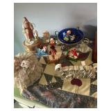 Jesus, music box, blue dish, miscellaneous