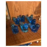 Seven blown glass, bluebird of happiness