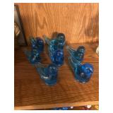 Seven blown glass, bluebird of happiness