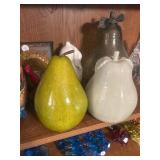 Four decorative pairs, one crackle glass pear