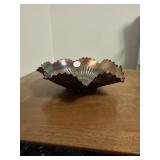 Northwood Carnival glass ruffled edge bowl