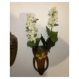 Pair Roseville, vintage brown wall pocket vases