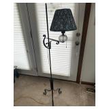 Metal base floor lamp with hobnail glass display