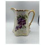 Gold overlay grape pattern pitcher