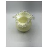 Fenton ruffled Ivory Crest Rose Bowl