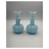 2 Vintage Fenton Melon vases