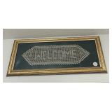 Rectangular crocheted welcome picture