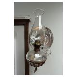 Oil lamp with wall mount holder, and reflector
