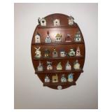 23 mini birdhouses and display shelf