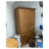 Oak TV entertainment center 6 foot tall