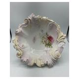 Floral design bowl with brass display