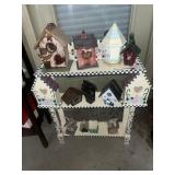 Hand painted Birdhouse Shelf with 13 Birdhouses