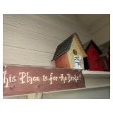 5 big birdhouses and Bird sign