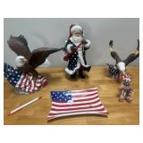 Patriotic Santa, Eagles, bear, candy dish.  One