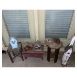 3 small stands, Mickey birdhouse, church