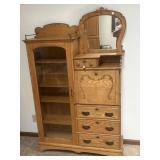 Golden Oak Secretary side by side with glass d