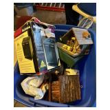 Tote with bird houses heater, Bissell spot lifter,