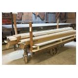 Early Industrial Cast Iron Wheeled Shop Cart, Light Bulbs & Aluminum Door Accessories