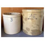 5 Gallon & 3 Gallon Stoneware Crocks