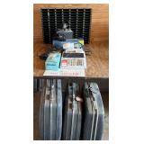 Microphones, Adding Machine & Suit Cases