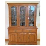 Solid Oak Lighted China Cupboard