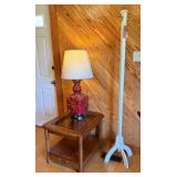 Coffee Table, Lamp, & Coat Rack