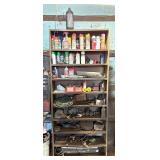 Metal Storage Shelf & Contents