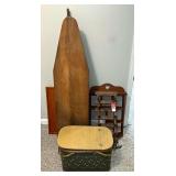 Early Ironing Boards, Picnic Basket & Wall-Mounted Shelving