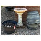 Bird Bath & Planters