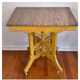 Early Marble Top Parlor Table on Original Casters
