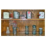 Early Flour Sifters & Blue Canning Jars