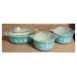 Vintage Pyrex "Amish Butterprint and Cinderella and Snowflake" Mixing Bowls