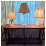 Glass Top Occasional Table & Table Lamps