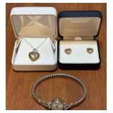 10K Gold Necklace, Earrings & 10K R.G.P. Wrist Watch