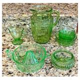 Vintage Green Depression Glass