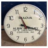 Bulova "Albin Jewelry 110 E. Chestnut ST. Corydon, IND" Clock