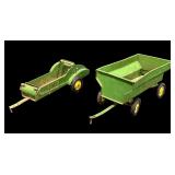 Vintage John Deere Toy Flare Box Wagon & Manure Spreader