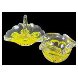 Zimmerman Art Glass Basket & Ash Tray
