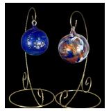 Zimmerman Art Glass 2001 & 2002 Christmas Ornaments