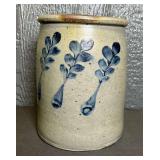 J. H. Miller (Brandenburg, KY) Stoneware Jar with Cobalt Blue Floral Decoration