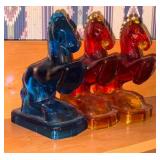 LE Smith Glass Horse Book Ends