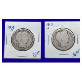 1903-S & 1904-O Barber Silver Half Dollars