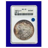 1887/6 Morgan Silver Dollar ANACS MS63 VAM-2